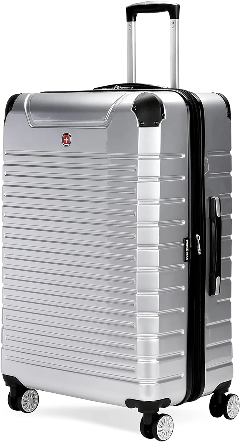 SwissGear 7782 Hardside Expandable Luggage with Spinner Wheels, Silver, Checked-Large 27-Inch
