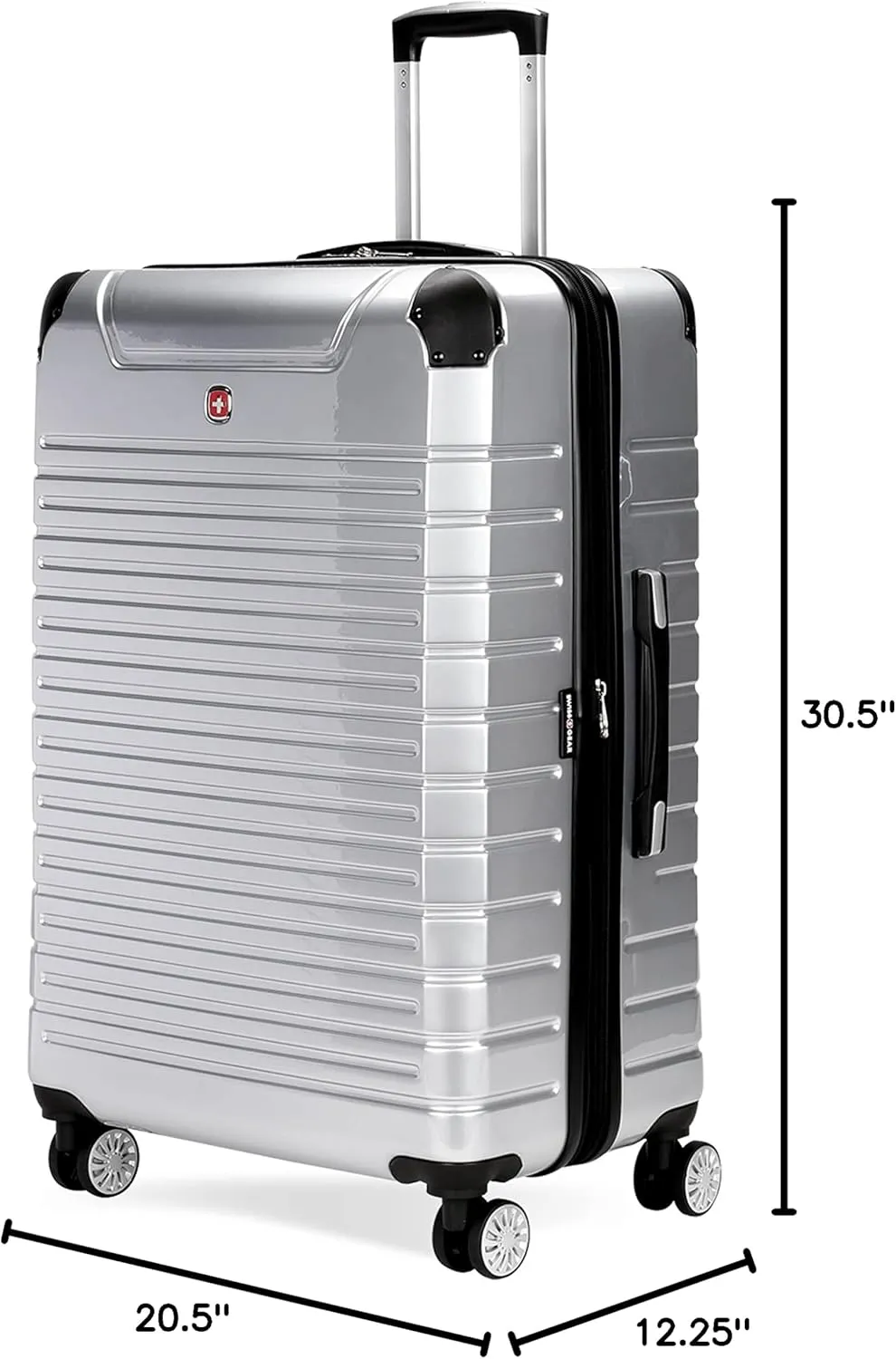 SwissGear 7782 Hardside Expandable Luggage with Spinner Wheels, Silver, Checked-Large 27-Inch