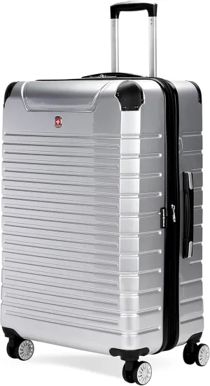 SwissGear 7782 Hardside Expandable Luggage with Spinner Wheels, Silver, Checked-Large 27-Inch