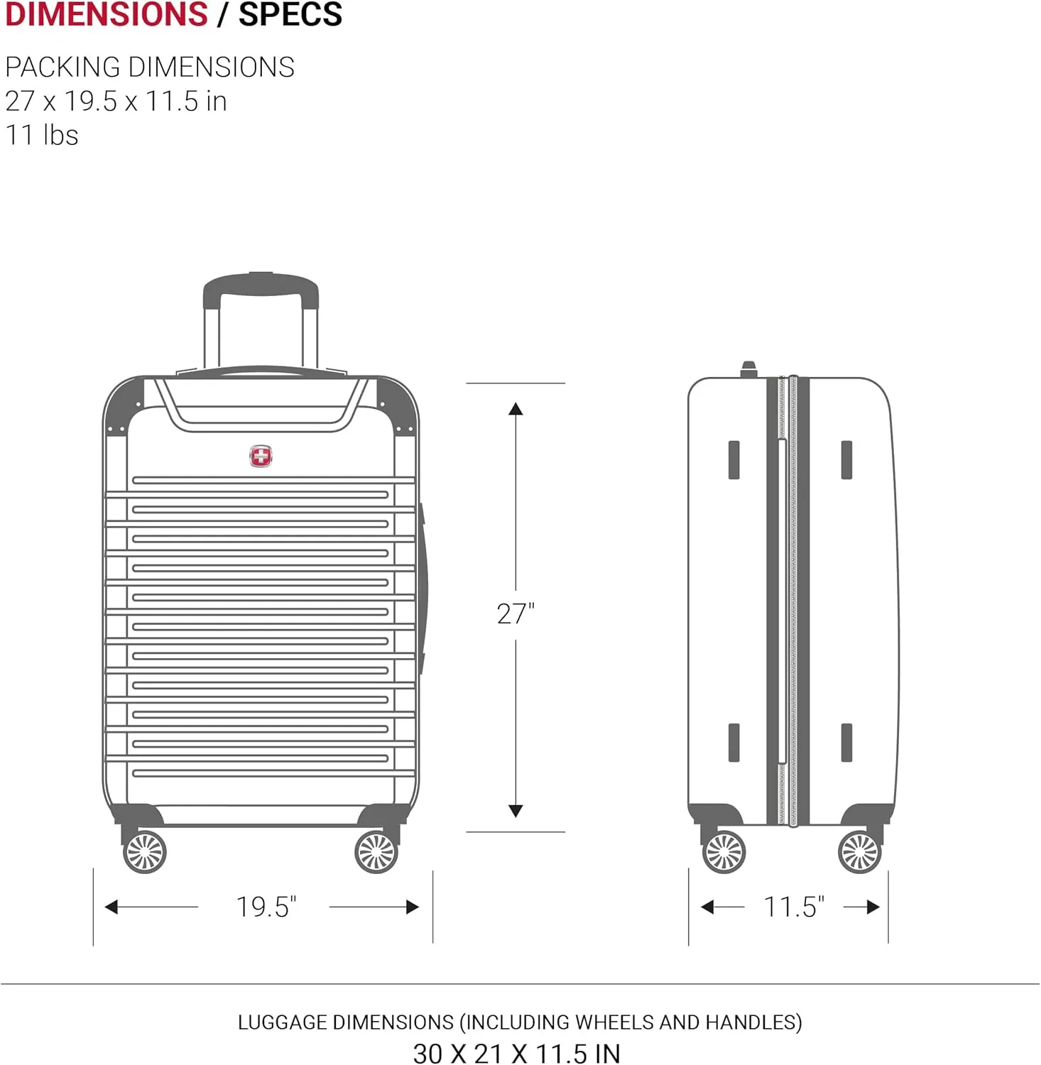 SwissGear 7782 Hardside Expandable Luggage with Spinner Wheels, Silver, Checked-Large 27-Inch