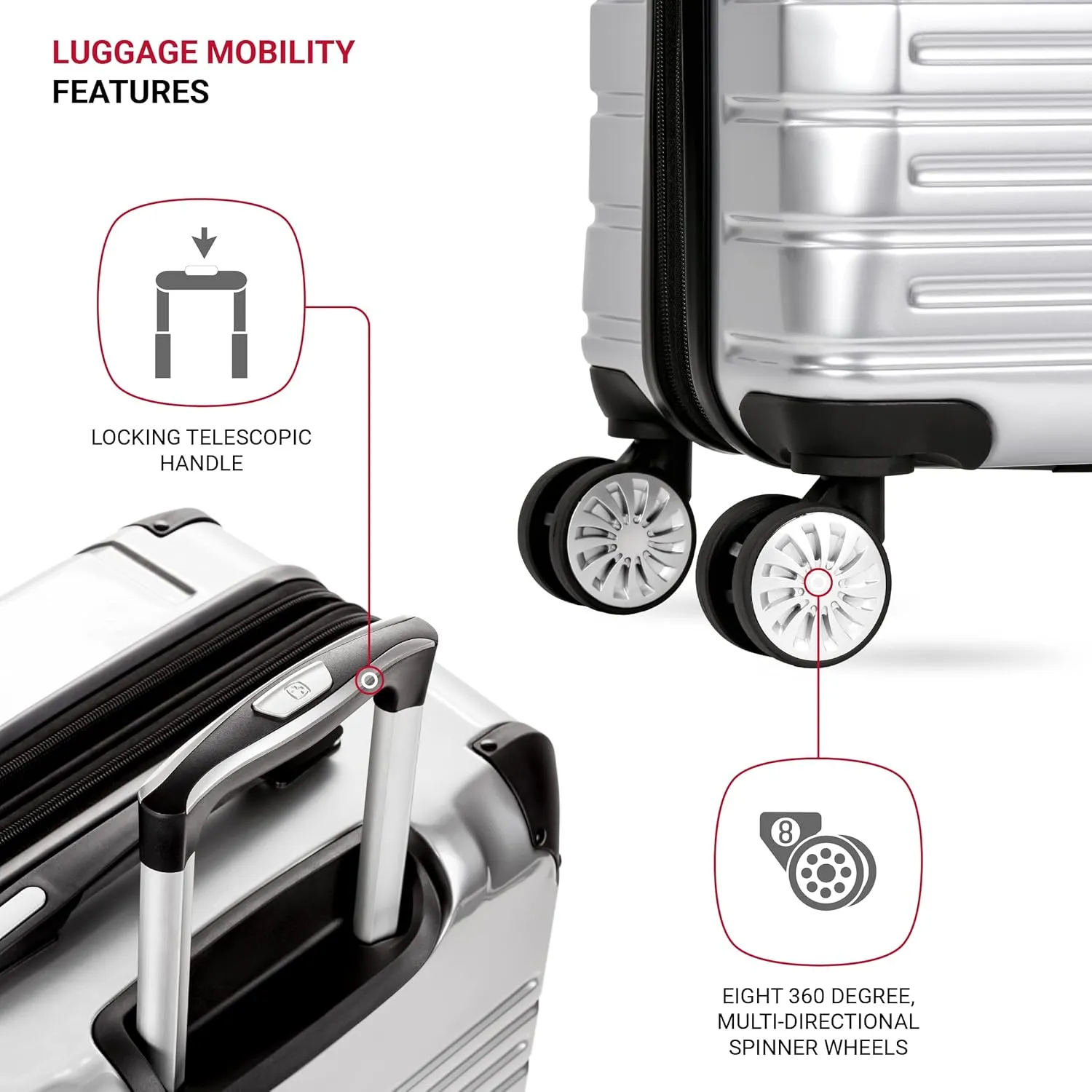 SwissGear 7782 Hardside Expandable Luggage with Spinner Wheels, Silver, Checked-Large 27-Inch