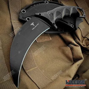 Tactical Hunting Survival Knife - Karambit Fixed Blade - Razor Sharp Edge - Camping Survival Kit Tactical Gear 82422 (Black)