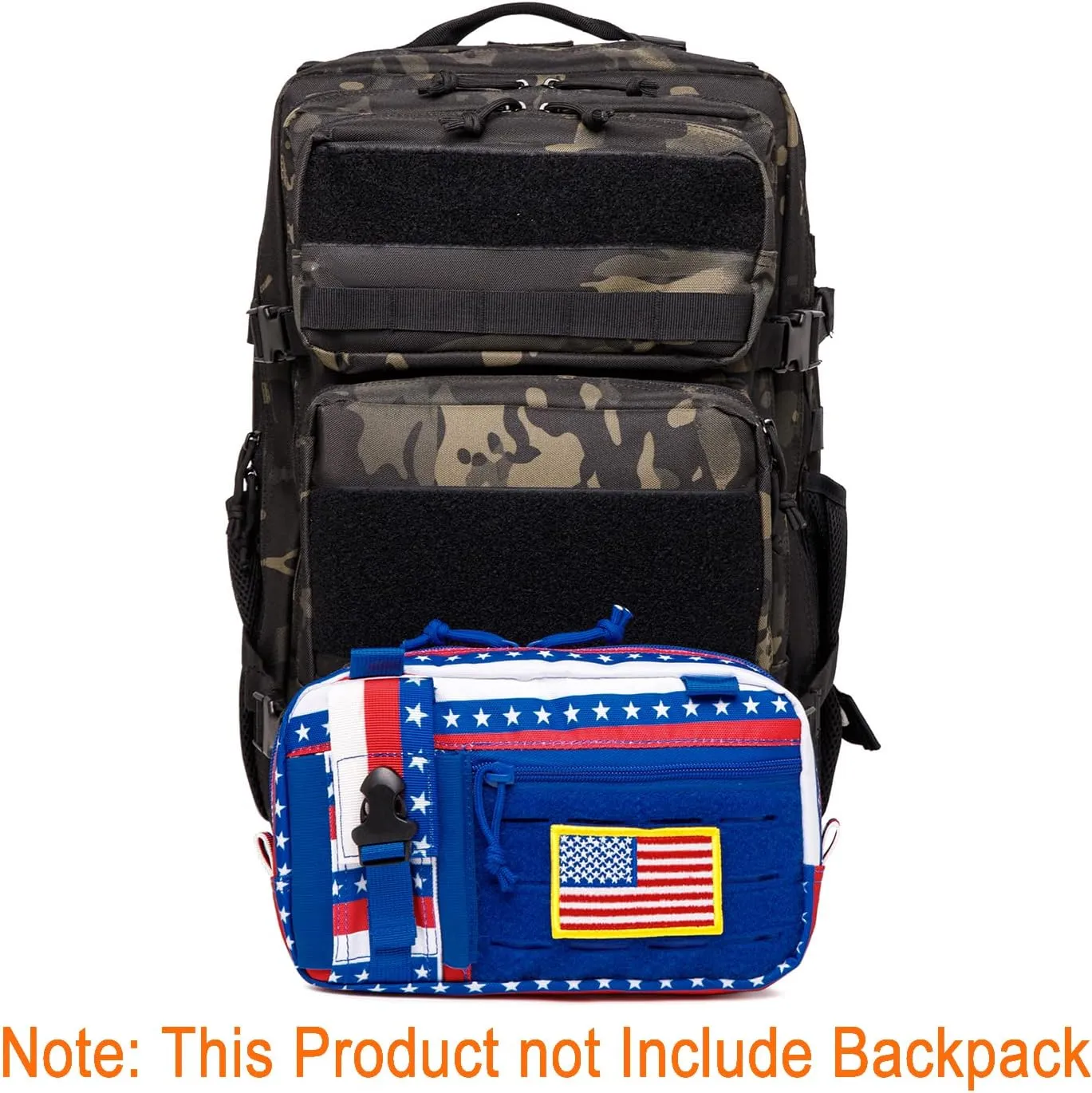 Tactical Molle Admin Pouch of Laser Cut Design,Medical EMT Organizer with Phone Pouch,EDC EMT Pack IFAK Tool Holder with US Patch (Small RedBlueStar-Include Accessories)