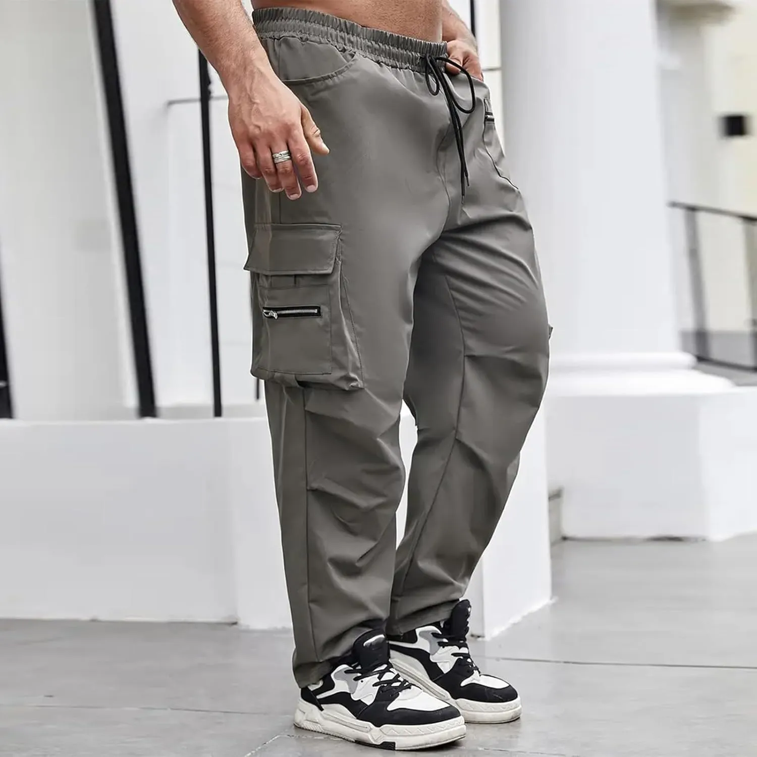 Tactical Pants for Men Athletic Training Camping Jogger Baggy Breathable Sweatpants Waist Drawstring Pant with Pocket