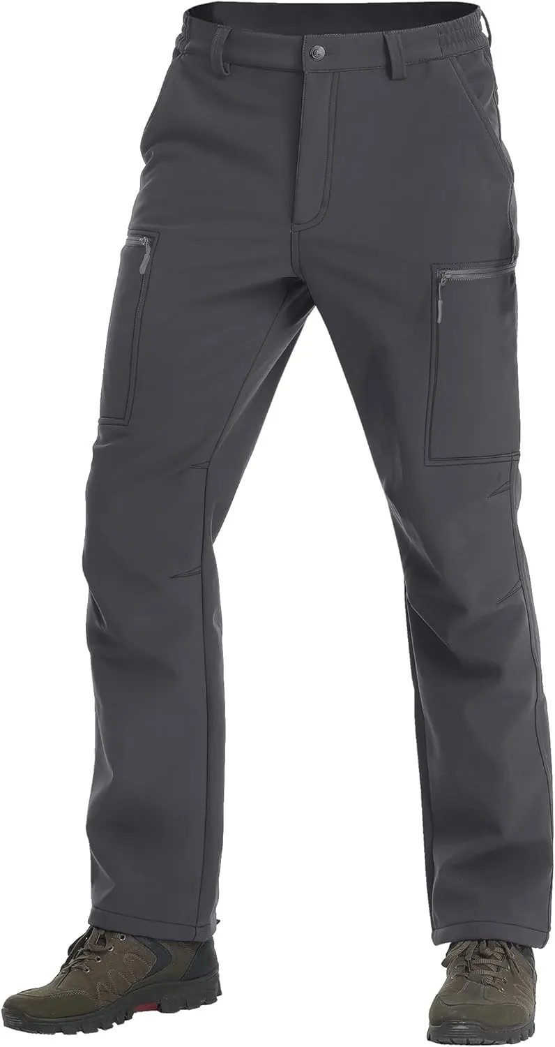 TACVASEN Men's Hiking Pants Fleece Lined Cargo Work Pants with 5 Pockets for Fishing Camping Travel