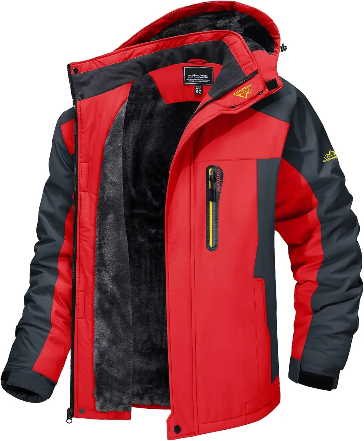TACVASEN Men's Winter Ski Jacket Waterproof Snow Coats Snowboard Fleece Lining Jacket Warm Parka with Hooded