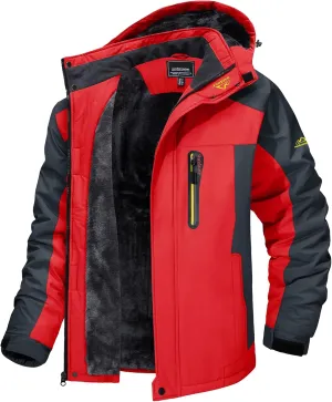 TACVASEN Men's Winter Ski Jacket Waterproof Snow Coats Snowboard Fleece Lining Jacket Warm Parka with Hooded