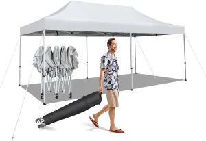 Tangkula 10x20 Ft Pop Up Canopy, UPF 50  Easy Setup Instant Canopy Tent with Wheeled Carrying Bag, 8 Stakes, 4 Ropes, Outdoor Commercial Sun Shelter Tent for Camping, Travel, Picnic