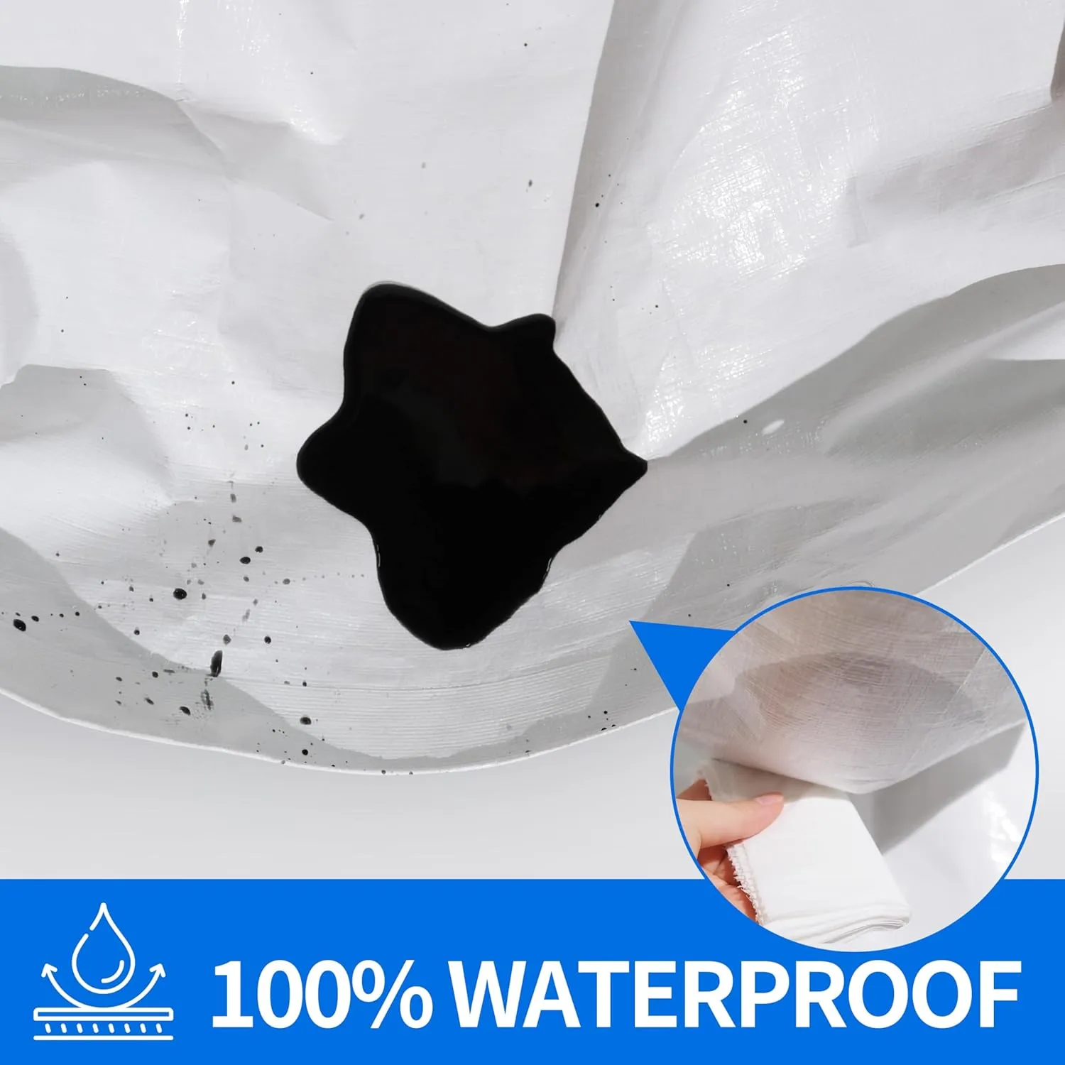 Tarp 12x16 ft Heavy Duty 12mil 100% Waterproof High Durability Multipurpose,Uv Resistant,White Tarp Suitable for Swimming Pools, Boats, Camping, Courtyards, Etc -by MVPNET