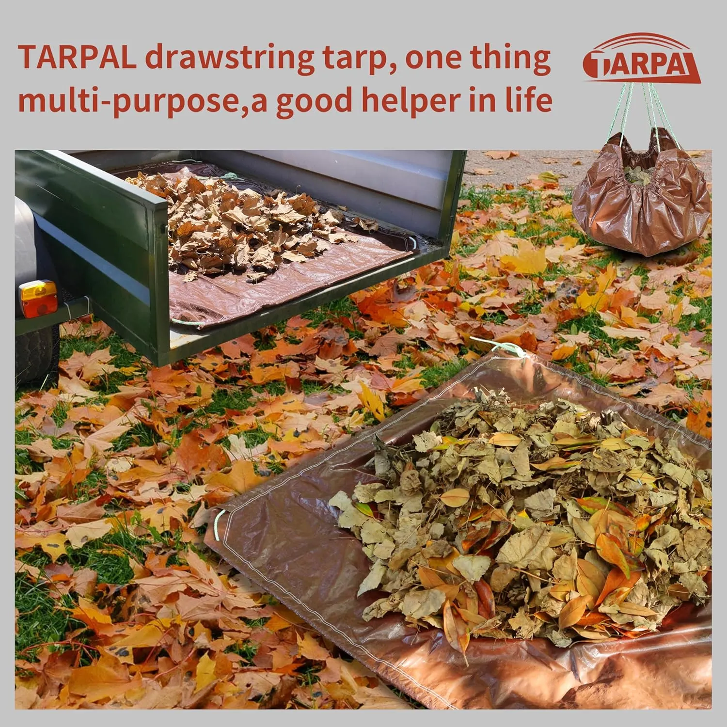 TARPAL 8x8 Feet(2pack) Small tarp with Drawstring Tarp Waterproof Brown Medium Duty tarps Multipurpose Cover for Leaf Camping Firewood Outdoor Furniture etc.