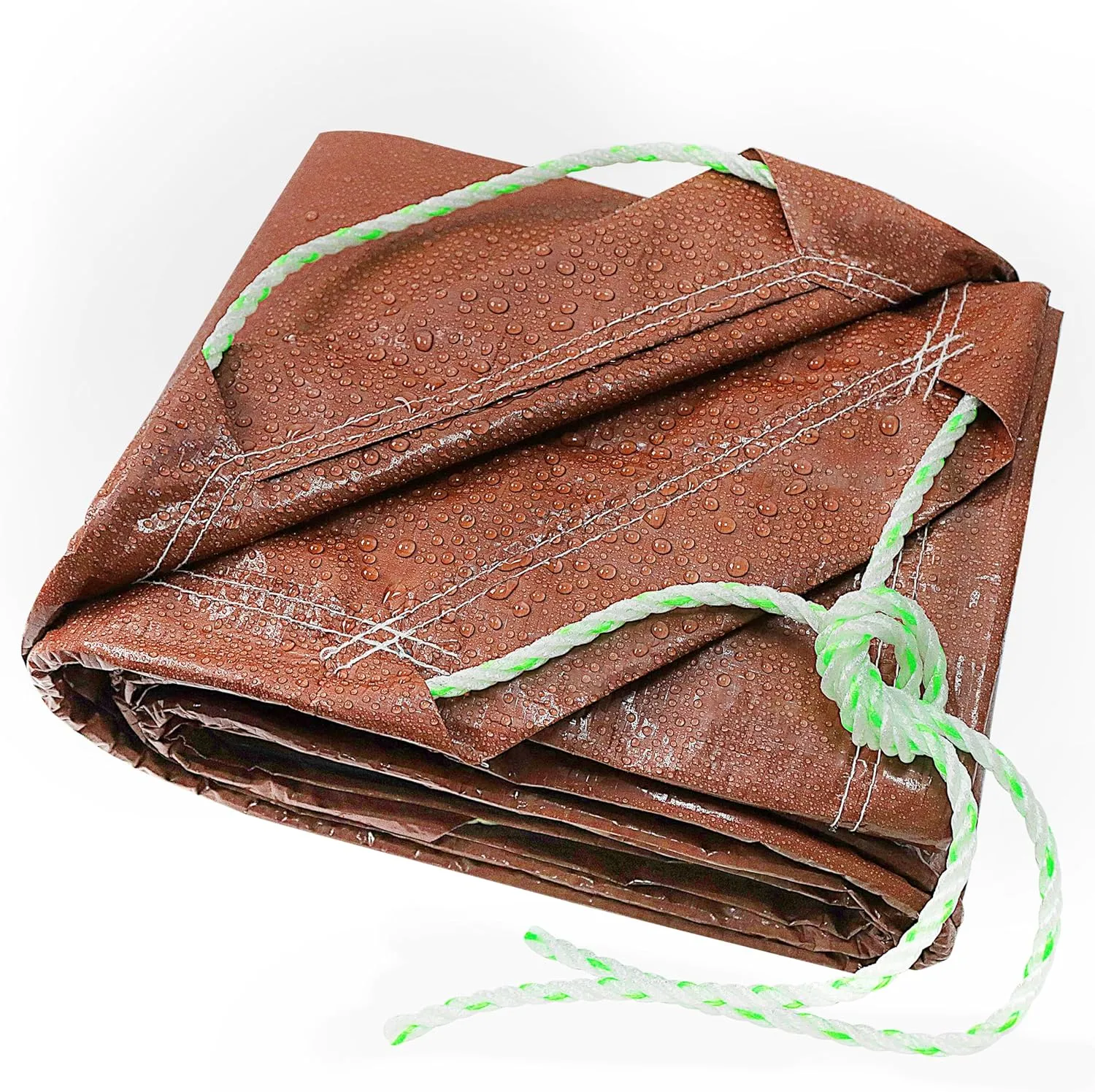TARPAL 8x8 Feet(2pack) Small tarp with Drawstring Tarp Waterproof Brown Medium Duty tarps Multipurpose Cover for Leaf Camping Firewood Outdoor Furniture etc.