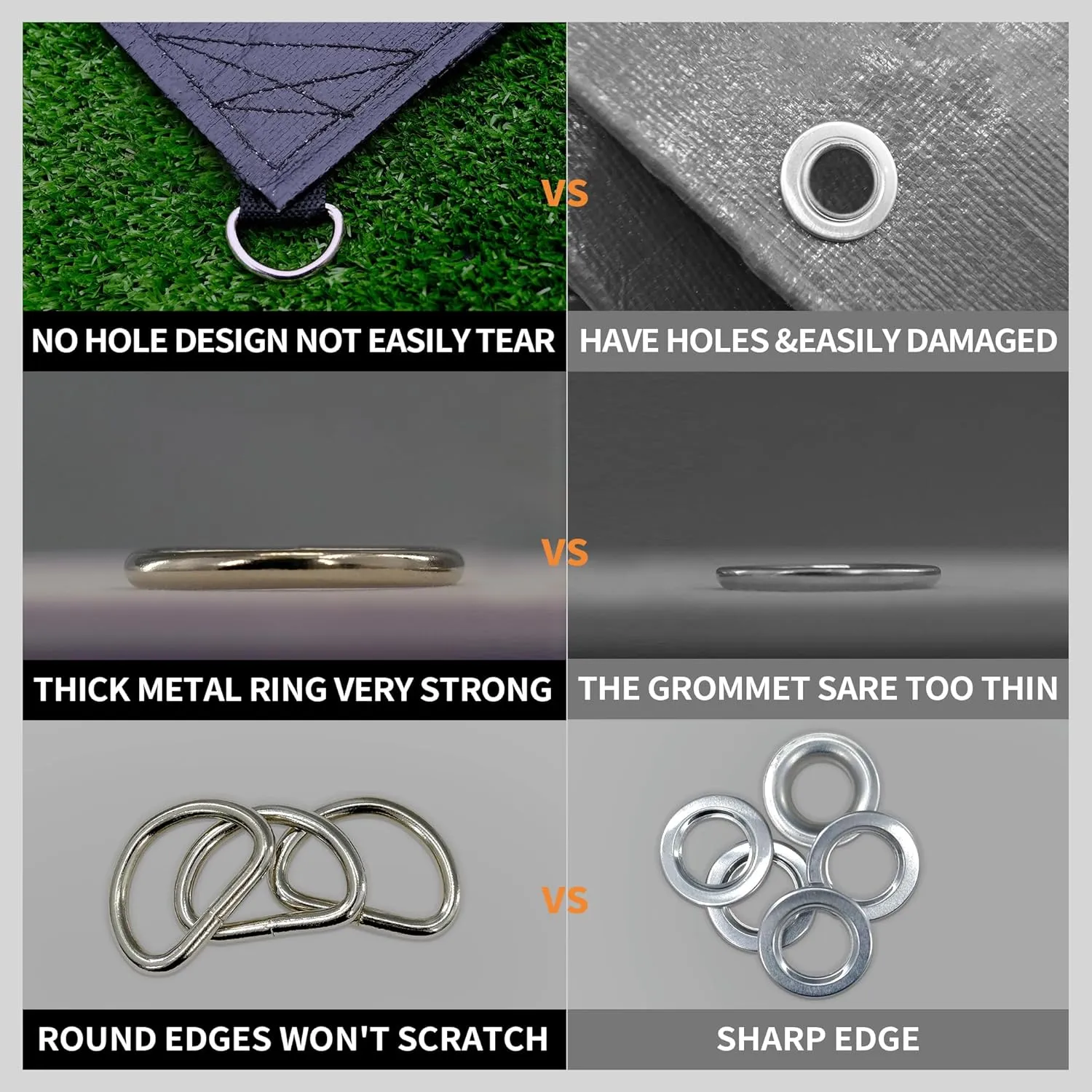 TARPAL Tarp 6x8 Feet (2pack) Heavy Duty Tarps 14mil D-Ring Waterproof Tarp for Outdoors UV Protection Triangular Sewing Design Reinforced Corners and Edges（Black）