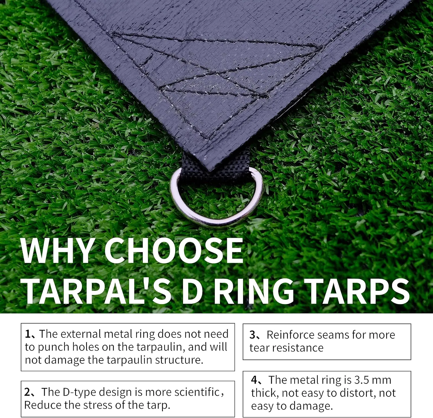 TARPAL Tarp 6x8 Feet (2pack) Heavy Duty Tarps 14mil D-Ring Waterproof Tarp for Outdoors UV Protection Triangular Sewing Design Reinforced Corners and Edges（Black）