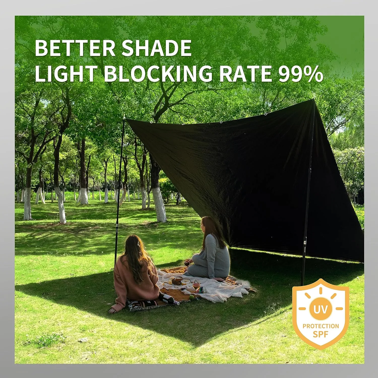 TARPAL Tarp 6x8 Feet (2pack) Heavy Duty Tarps 14mil D-Ring Waterproof Tarp for Outdoors UV Protection Triangular Sewing Design Reinforced Corners and Edges（Black）