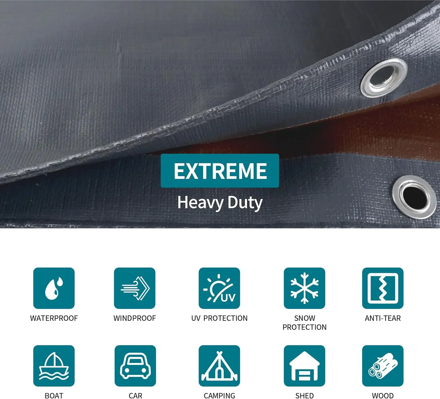 TARPAL tarp 8x10 Feet Super Heavy Duty Tarps Cover 20mil Waterproof UV Protection Rip and Tear Proof Tarpaulin with Grommets(Grey/Brown)