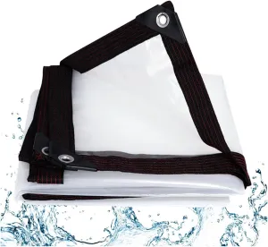 Tarpaulin Cover Waterproof Clear Tarp Covers Sheet with Eyelets，Great for Garden Canopy Balcony Tent Rainproof Plant Sheet Covers DHDHSHB(9.84x9.84ft/3x3m)
