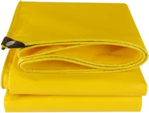 Tarpaulin Waterproof Heavy Duty Rainproof Canvas Sunscreen PVC Mesh Metal Ring Hole with Free Rope Outdoor Open-air Warehouse Tents, 15 Sizes (Color : Yellow, Size : 2X4m)