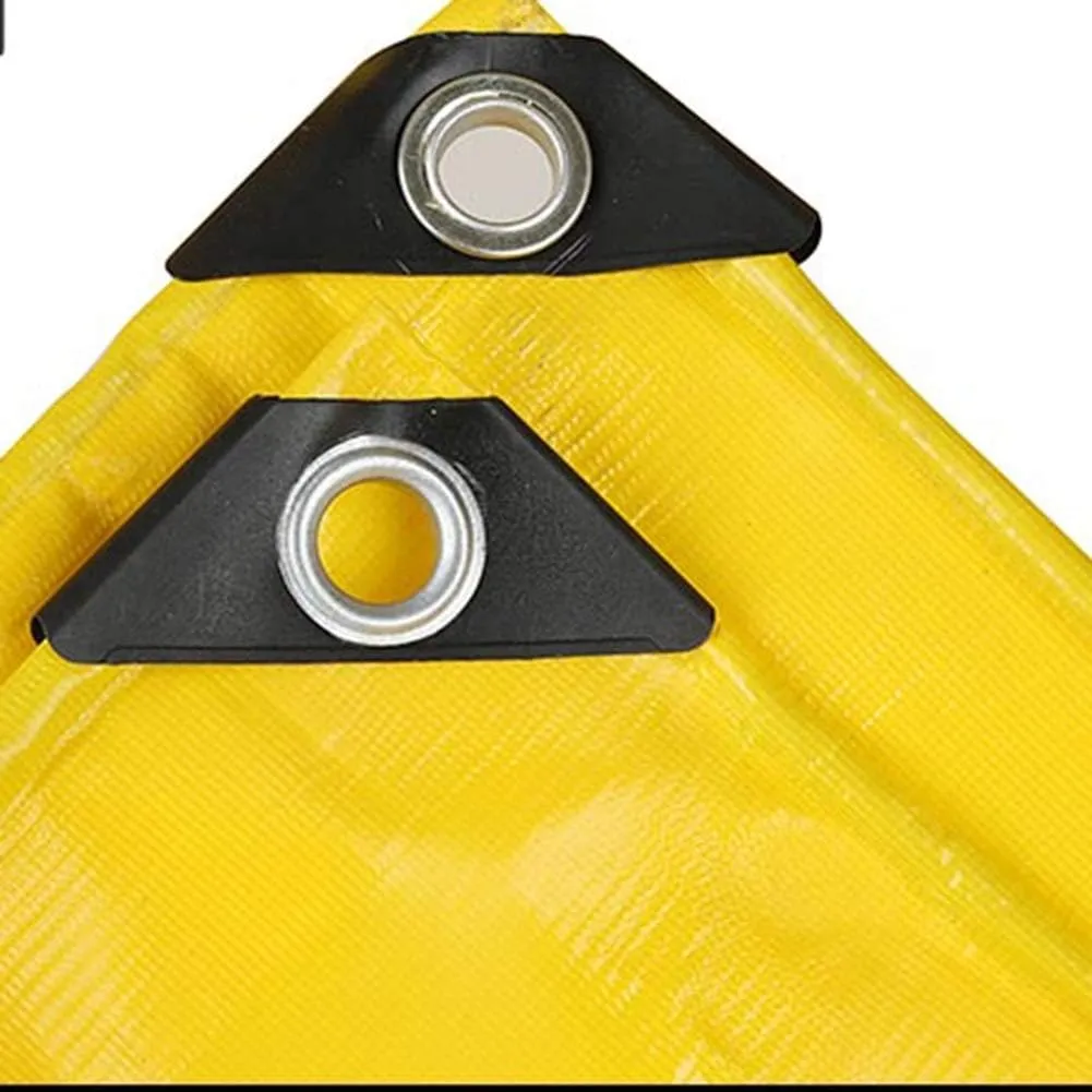 Tarpaulin Waterproof Heavy Duty Rainproof Canvas Sunscreen PVC Mesh Metal Ring Hole with Free Rope Outdoor Open-air Warehouse Tents, 15 Sizes (Color : Yellow, Size : 2X4m)