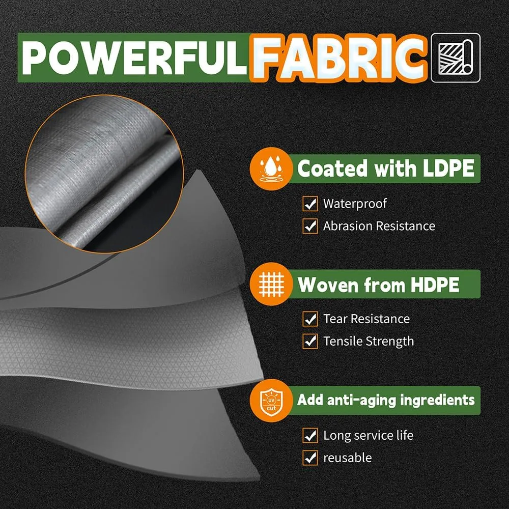 Tarps Heavy Duty Waterproof 6x8 Feet (3 Pack), 10Mil Multipurpose Tarp Cover with Metal Grommets and Reinforced Edges, Silver/Brown Tarp by RAINDEWAY