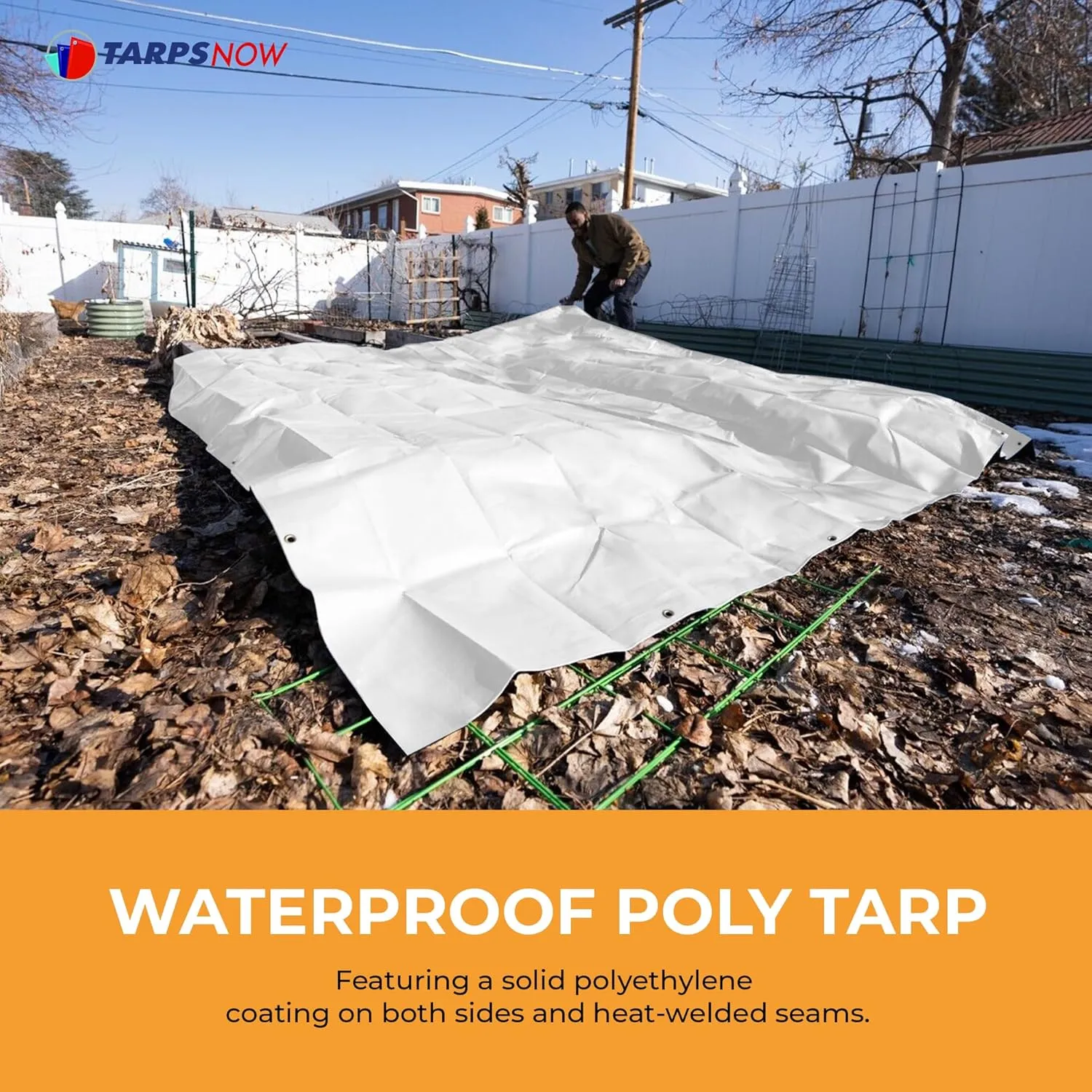 Tarps Now 10x14 ft Heavy Duty Plastic Tarp (Poly Tarp) | 6 MIL Waterproof Cover | Rip & Tear-Resistant | Rustproof Grommets & Reinforced Edges | Ideal for Roofing, Camping & Tent - White
