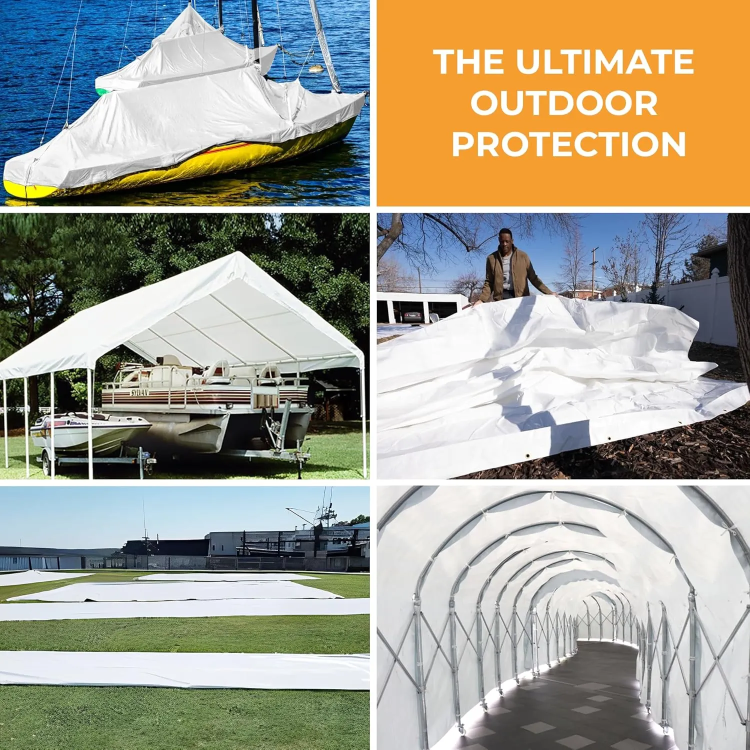 Tarps Now 10x14 ft Heavy Duty Plastic Tarp (Poly Tarp) | 6 MIL Waterproof Cover | Rip & Tear-Resistant | Rustproof Grommets & Reinforced Edges | Ideal for Roofing, Camping & Tent - White