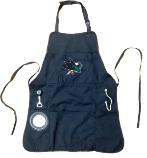 Team Sports America Outdoor NHL Black Grilling Apron | San Jose Sharks | Made of Durable Cotton | Beverage Opener and Multi-Tool | Sports and Tailgaiting Apparel