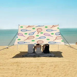 Tennis Racket and Ball Beach Camping Tent Sun Shelter for Whole Family, Beach Shade Canopy with UPF50  UV Protection,Easy Set Up and Carry,Outdoor Shade for Trips, Fishing, Backyard Fun Picnics