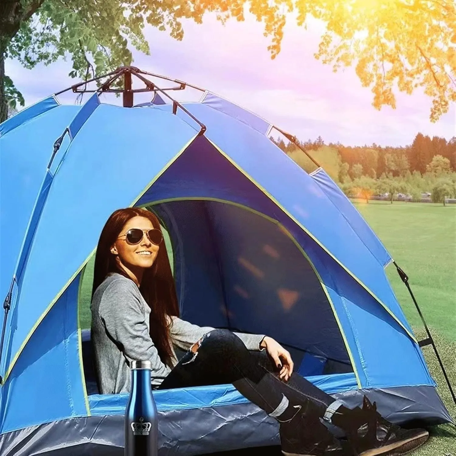 Tent 3-4Person Fully Outdoor Automatic Quick Open Tent Waterproof Tent Camping Family Outdoor Llightweight Instant Setup Tent