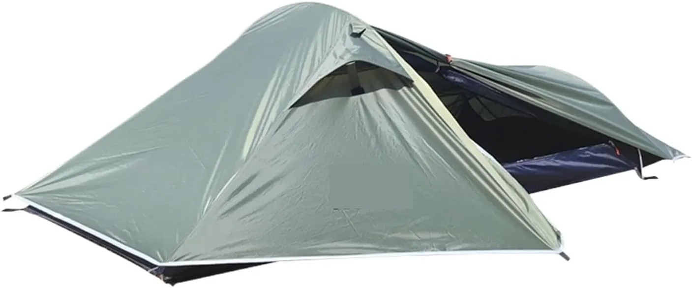 Tent Backpacking Tent 1 Person Ultralight Aluminum Pole Stormproof Camping Tent Suitable Four Seasons Single Person Tent Lightweight (Color : ArmyGreen)