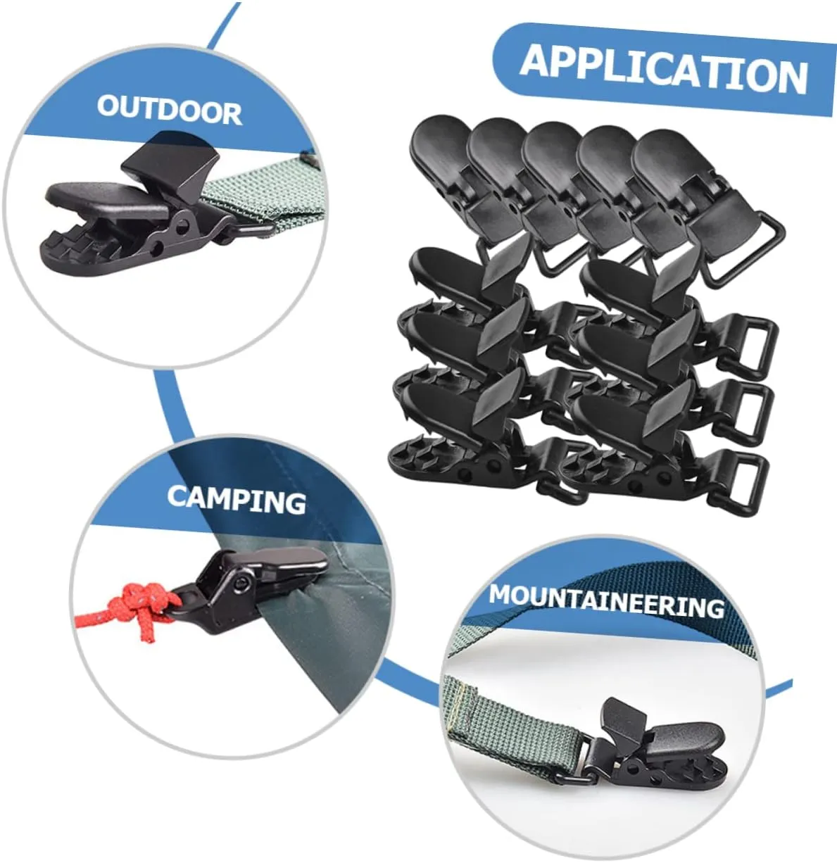 Tent Buckle Clip Tent Fan Gazebo Curtain Clips Tent Peg Hammer Tent Poles Awning Tarp Tie Downs Heavy