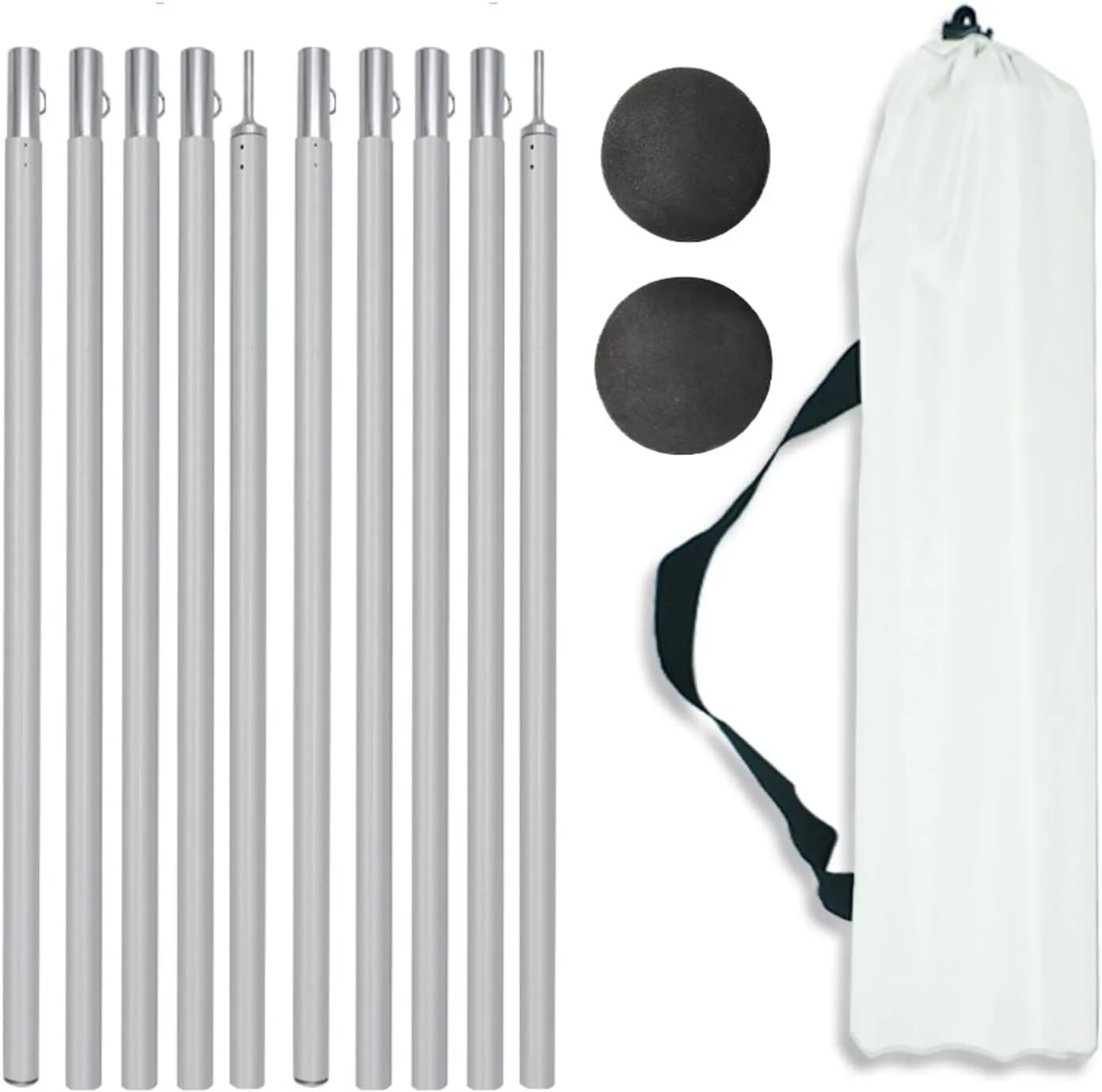 Tent Pole Support Frames Kit Outdoor Support， Adjustable Aluminum Pole Tarp Pole with Storage Bag Ultralight Compact Support Rods for Camping Shelter Tarpaulin Canopy Warterproof Sail Shade Pole(Pole
