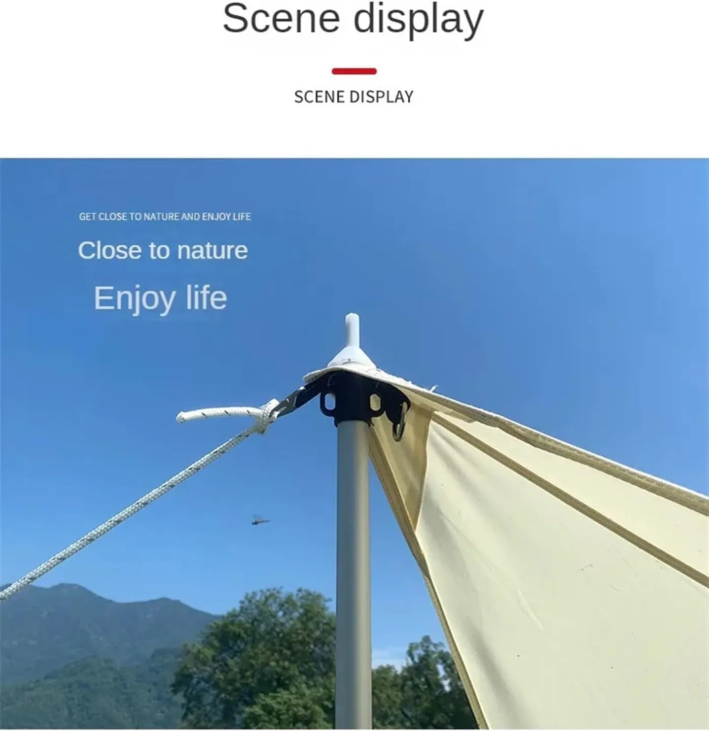 Tent Pole Support Frames Kit Outdoor Support， Thick Tarp Poles Telescopic Ultralight Aluminum Slide Tarp Rods Adjustale for Tent Tarp Outdoor Camping Canopy Sun Shelter(Black 2 pieces)