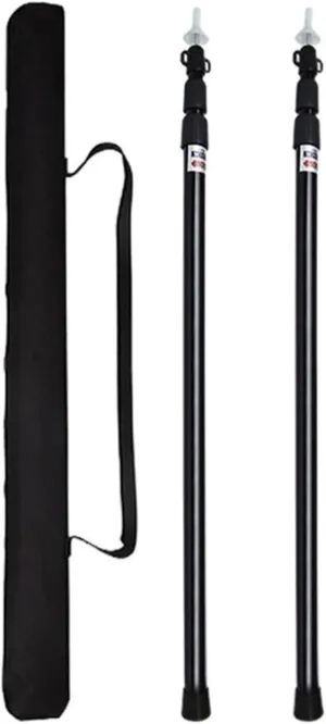 Tent Pole Support Frames Kit Outdoor Support， Thick Tarp Poles Telescopic Ultralight Aluminum Slide Tarp Rods Adjustale for Tent Tarp Outdoor Camping Canopy Sun Shelter(Black 2 pieces)