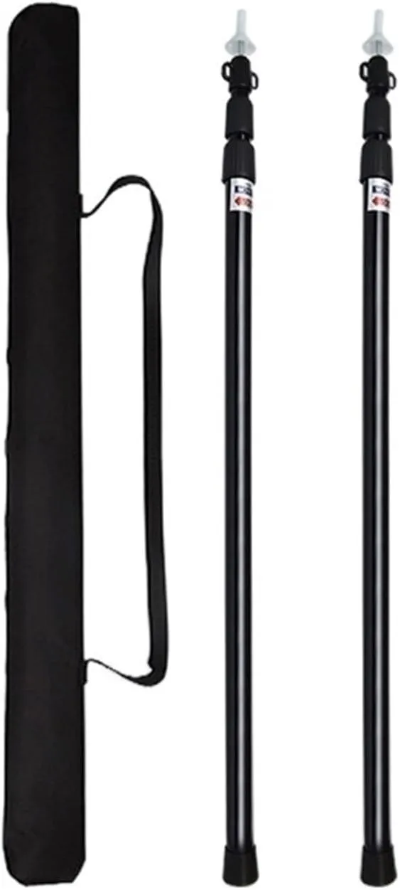 Tent Pole Support Frames Kit Outdoor Support， Thick Tarp Poles Telescopic Ultralight Aluminum Slide Tarp Rods Adjustale for Tent Tarp Outdoor Camping Canopy Sun Shelter(Black 2 pieces)