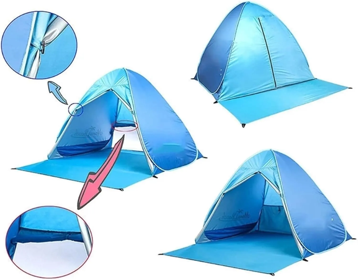 Tent Quick Automatic Opening Camping Tent Beach Tent Anti-uv Sun Shelter Ultralight Tent Beach Sun Shade Awning Fit 2-3 Person (Blue One Size)