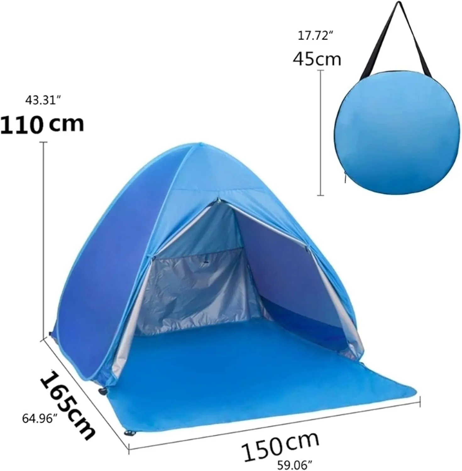 Tent Quick Automatic Opening Camping Tent Beach Tent Anti-uv Sun Shelter Ultralight Tent Beach Sun Shade Awning Fit 2-3 Person (Blue One Size)