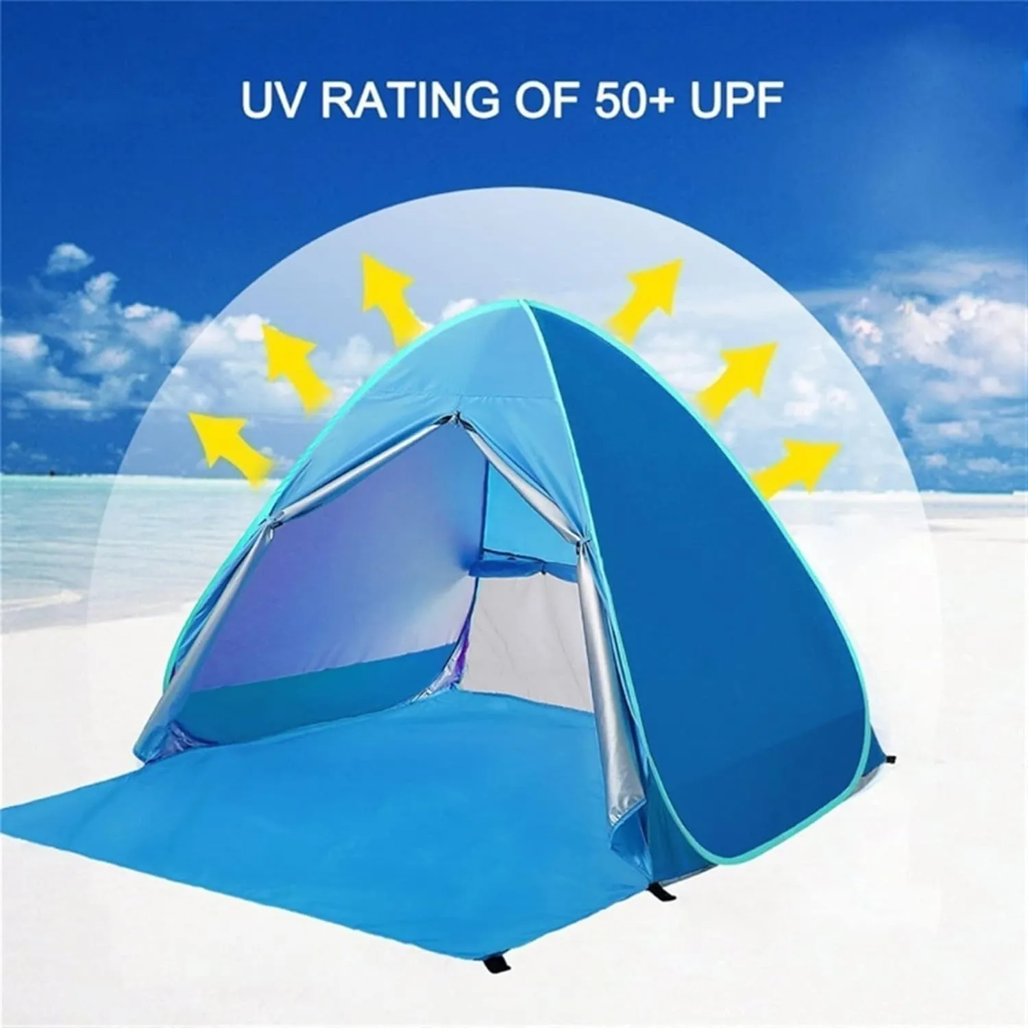 Tent Quick Automatic Opening Camping Tent Beach Tent Anti-uv Sun Shelter Ultralight Tent Beach Sun Shade Awning Fit 2-3 Person (Blue One Size)