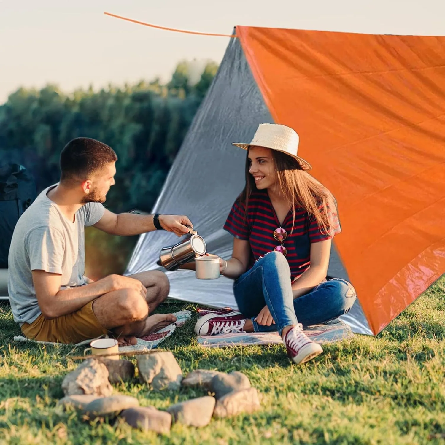 Tent Shelter - Survival Shelter Tube Tent - Lightweight Windproof Waterproof Lifesaving Gear Tarp Sleeping Bag Thermal Sack Blanket for Camping Hiking