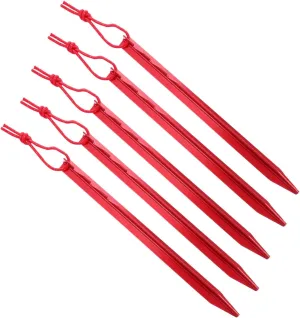 Tent Stakes 5pcs Tent Pegs Outdoor Stakes Heavy Duty Ground Peg Ultralight Tent Adjustable Metal Tent Ground Stakes Peg Tent Stakes Pegs Camping Tents Tent Pin Nail Aluminum Alloy(Red)