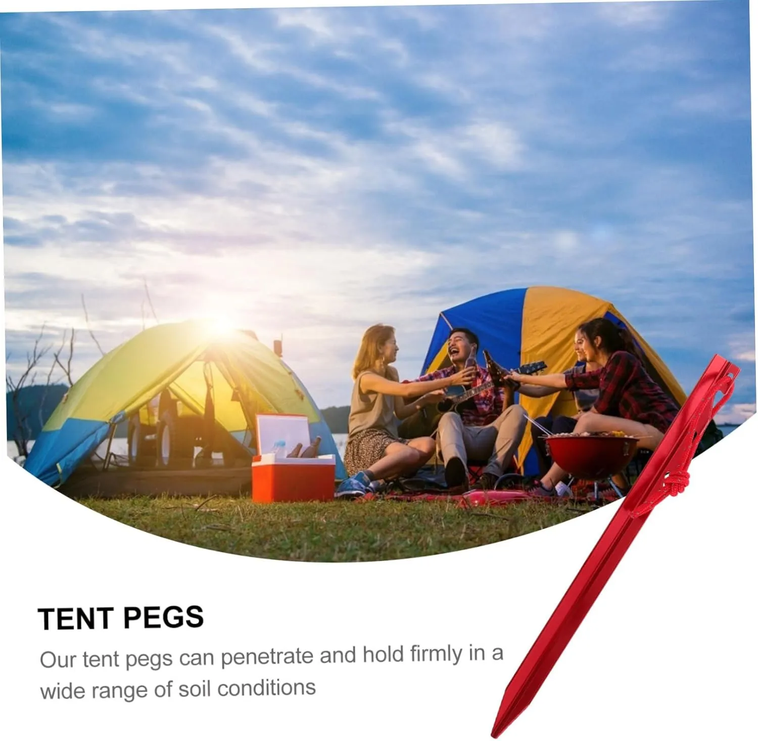 Tent Stakes 5pcs Tent Pegs Outdoor Stakes Heavy Duty Ground Peg Ultralight Tent Adjustable Metal Tent Ground Stakes Peg Tent Stakes Pegs Camping Tents Tent Pin Nail Aluminum Alloy(Red)