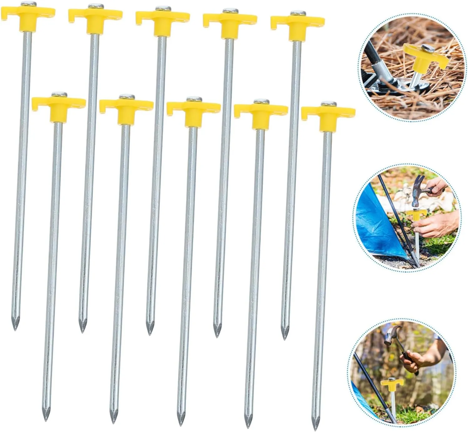 Tent Stakes Pegs 10 Pack Aluminum Tent Ground Stakes Windproof for Camping
