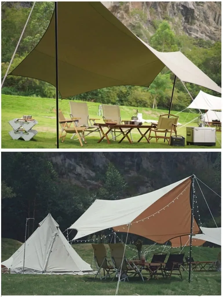 Tent Tarps Lightweight Awning Tarps Portable Camping Canopy Retro TC Tent Tarp Sun Shade (Color : B) (B One Size)