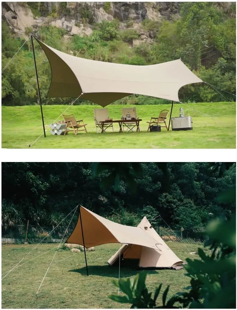 Tent Tarps Lightweight Awning Tarps Portable Camping Canopy Retro TC Tent Tarp Sun Shade (Color : B) (B One Size)