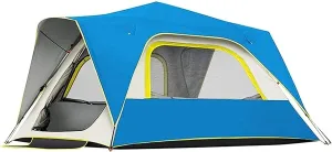 Tent Tent,Camping Portable Backpack Travel Double-Layer Thick pu Cloth Four-Sided Suitable for Camping Trip Hiking Color:Blue,Size:240x240x142cm