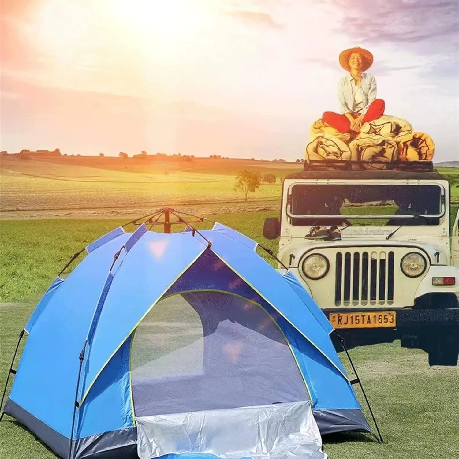 Tents 3-4Person Fully Outdoor Automatic Quick Open Tent Waterproof Tent Camping Family Outdoor Llightweight Instant Setup Tent