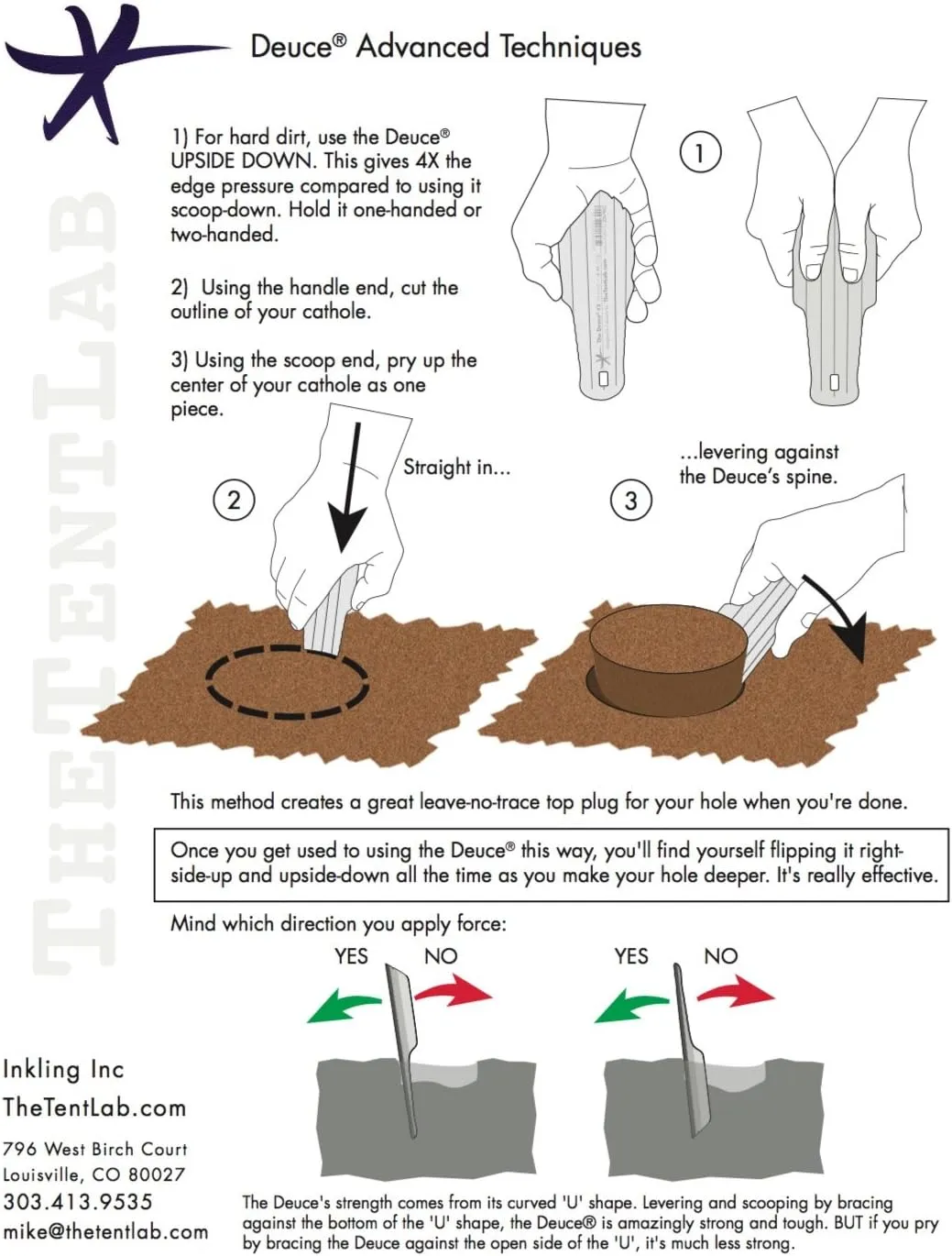 TheTentLab(R) Deuce(R) Ultralight Backpacking Potty Trowel in 3 Sizes (#2, Sky, .6oz)