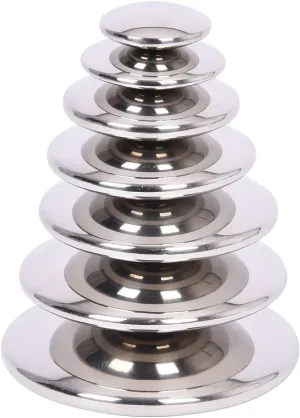 TickiT Sensory Reflective Silver Buttons - Set of 7 - Mirrored Discs for Babies and Toddlers Aged 0  – Stainless-Steel, Sensory Stacking Pebbles - Stunning Nursery Decor