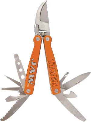 TIGER JAW P10 Multi 10-in-1 Tool Pocket Hand Bypass Pruner Snips, 10 tools plus a Sheath, 2 screwdriver sizes, awl, tab lift, bottle opener, saw, knife, philip screwdriver