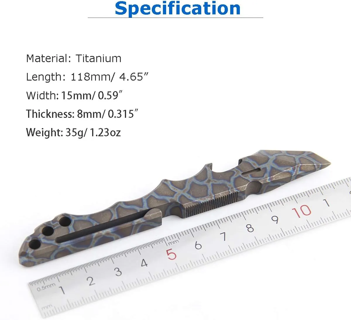 Titanium Pry Bar EDC Multi Tool with Bottle Opener Box Opener Clip Function (Multicolor)