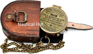 to My Daughter I Pray You'll Always Be Safe Love Dad Antique Compass with Leather Case for Girl Birthday Gift Graduation Gift for Daughter Dad to Daughter Gift Compass